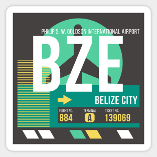 Belize City (BZE) Airport // Retro Sunset Baggage Tag Sticker